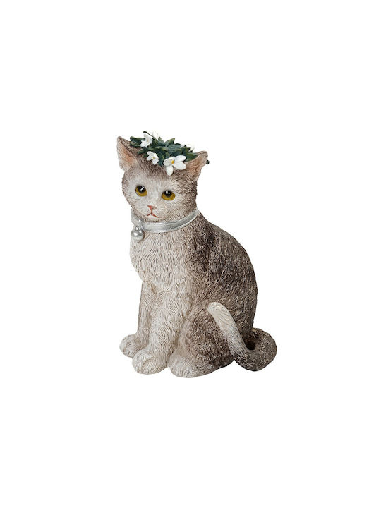 Polyresin Cat Figurine Grey 14.2cm