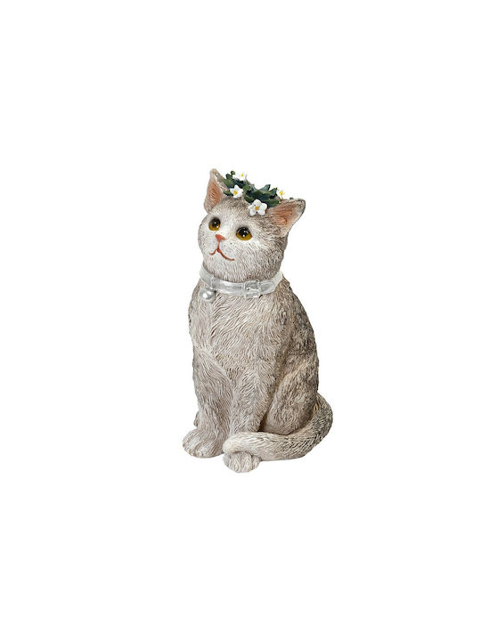 Katzenfigur aus Polyresin Grau 14,3 cm