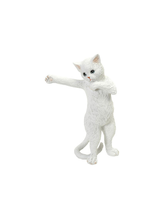 Cat Figure Polyresin White 21.2cm