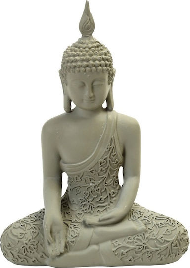 Sitzende Buddha-Figur L Polyresin Grau 19cm