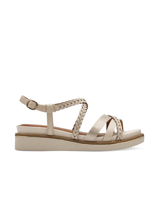 Tamaris Damen Flache Sandalen in Beige Farbe