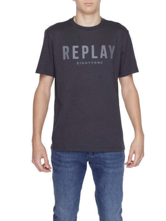 Replay T-shirt Bărbătesc cu Mânecă Scurtă Gri