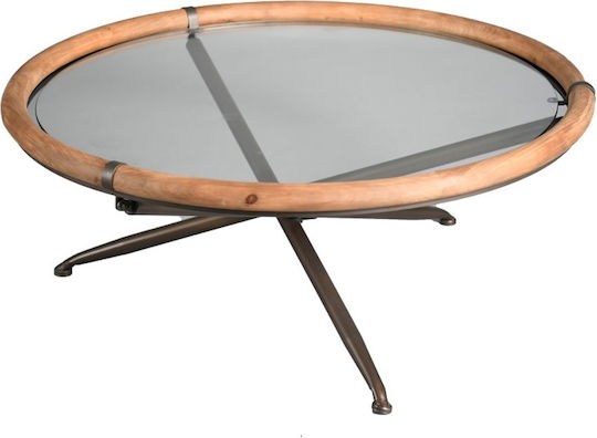 Masa Centrală Rotundă Din Lemn Masiv Bej L100xL100xÎ40cm