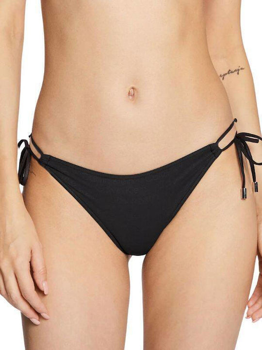 Calvin Klein Bikini Alunecare cu Șnururi BLACK