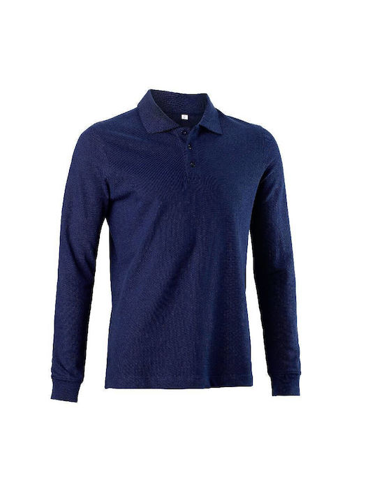 Diadora 16030 Men's Long Sleeve Blouse Polo Blue