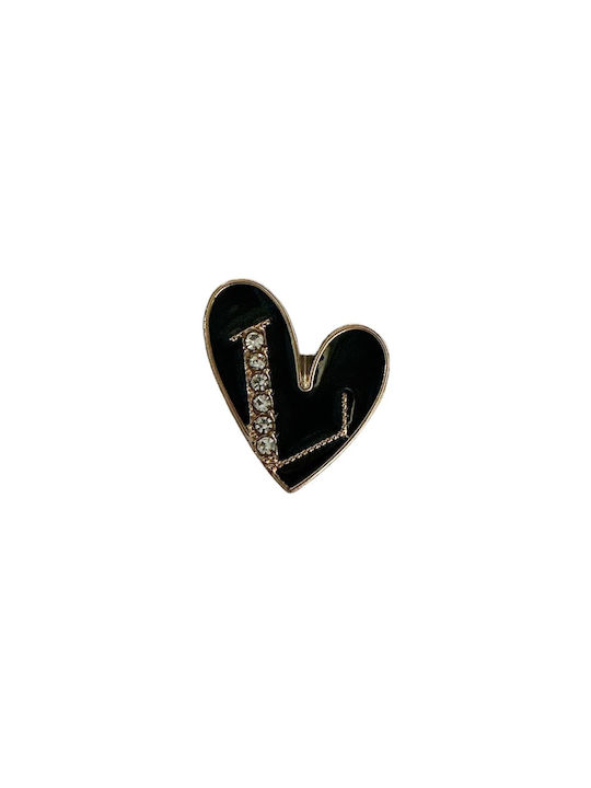 Crocs decorative acrilice negre cu inimă din strasuri