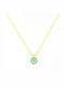Dimitrios Exclusive Necklace Eye from Gold Plated Silver Light Blue