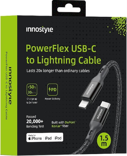Innostyle Редовна USB-C към Lightning кабел Черен 2м (ICL150ALBLK)