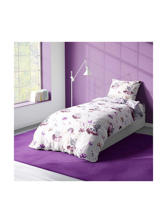 Dimcol Παιδική Παπλωματοθήκη Μονή Βαμβακερή Mauve 160x240εκ.