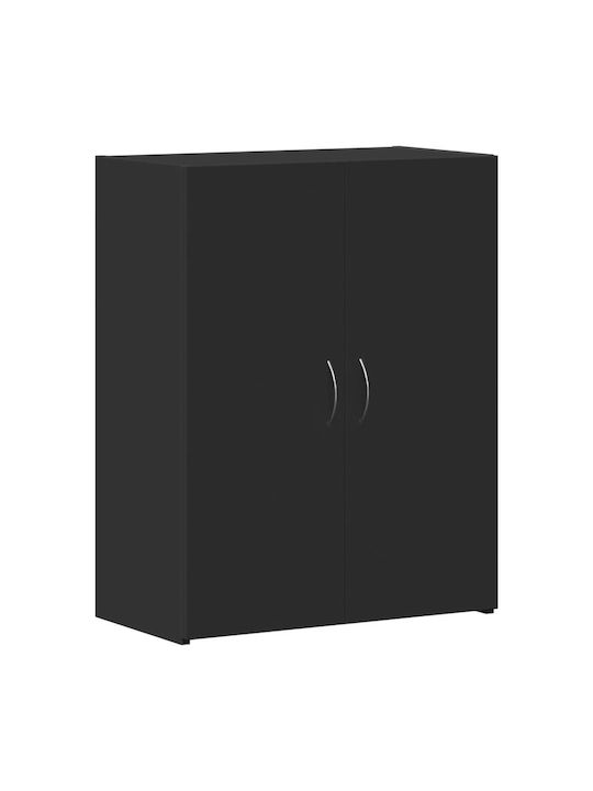 Office Storage Chipboard Cabinet Black L60xW32xH77.5cm