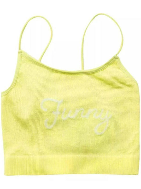 Εβίτα Παιδικό Crop Top Αμάνικο Λαχανί Funny