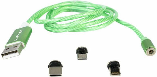 LTC Audio LED USB to Lightning / Type-C / micro USB Cable Μπλε 1m