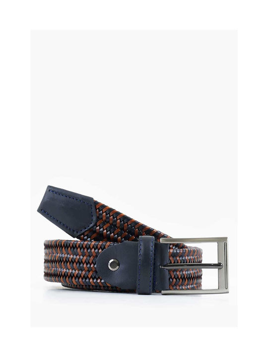 Mortoglou Men's Knitted Leather Belt Blue
