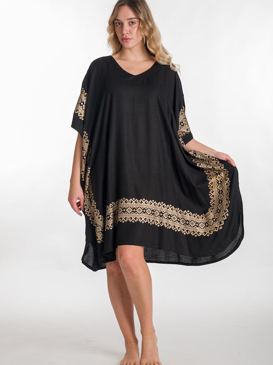 Rima Beachwear Feminin Scurt Caftan de Plajă Negru