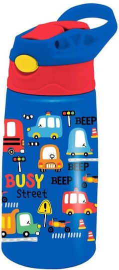 Must Team Stainless Steel Kids Water Bottle Unicorns Thermos with Straw Little Cars 400ml