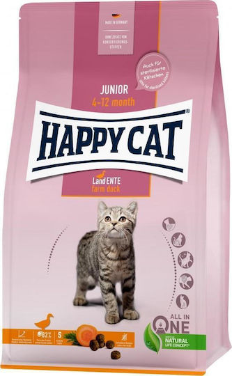 Happy Cat Junior Farm Суха Храна за Млади Котки с Патица 0.3кг