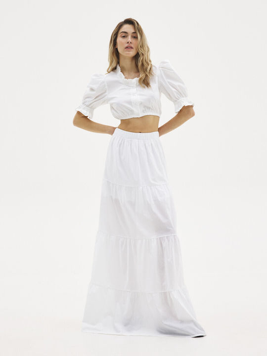 SunsetGo! Emine Gypsy Maxi Skirt in White color