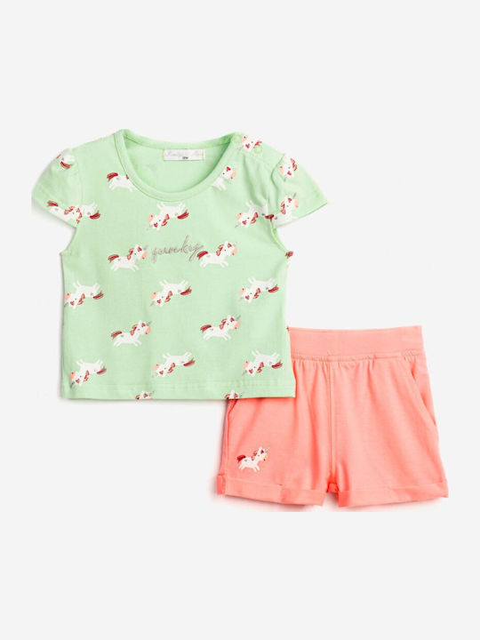 Funky Kids Clothing Set with Shorts Spring Green 2 Pieces
