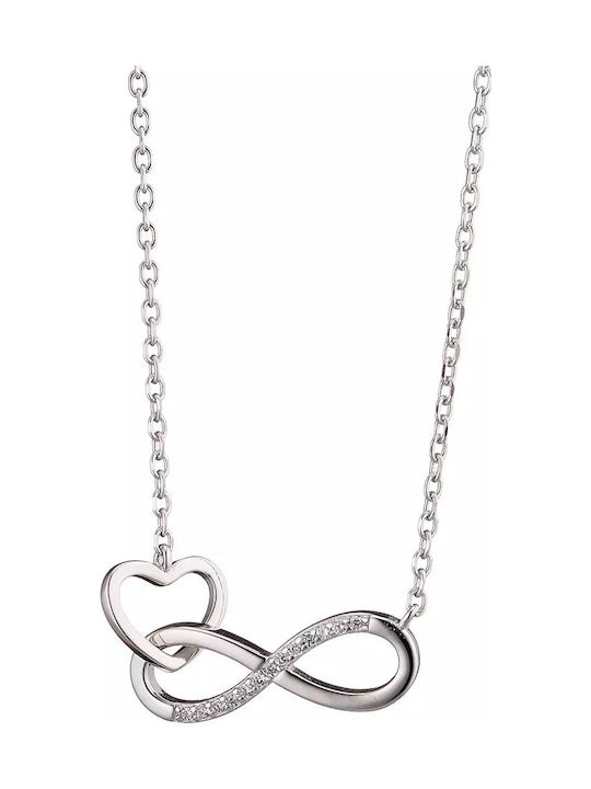 Oxzen Platinum-plated Necklace with design Heart from Silver with Zircon