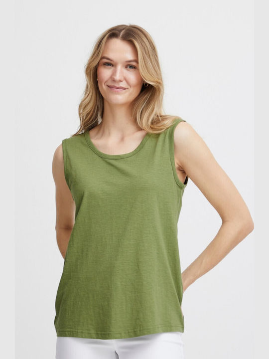 Fransa Women's Blouse Cotton Sleeveless Green