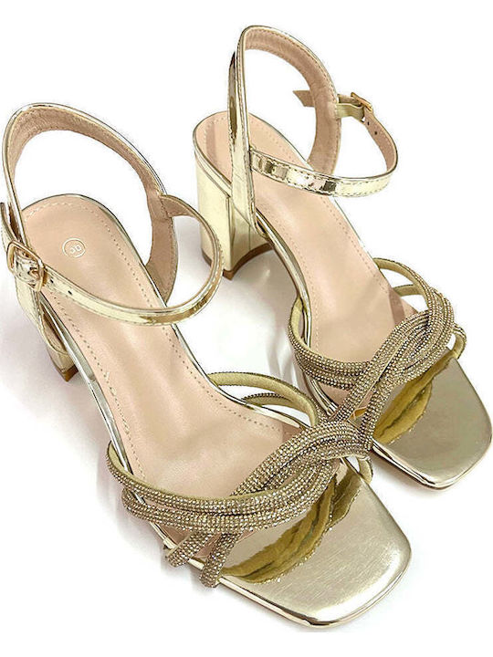 Ustyle Sandalen aus Lackleder mit Strass Gold