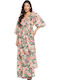 Peaceful Swell Again Summer Maxi Dress with Ruffles Anthracite Pearly Tiles