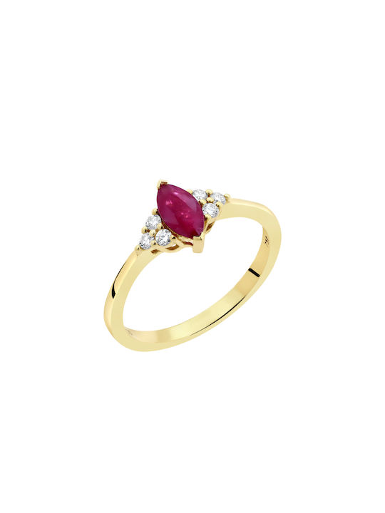 Ruby & Diamond Ring 18K Gold P-69197 Yellow Gold K18