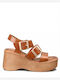Damenplattformen Tabac Braun