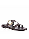 Komis & Komis Leather Women's Flat Sandals in Brown Color