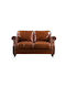 Two-Seater Couch Genuine Leather Brown 139x84x78 cm