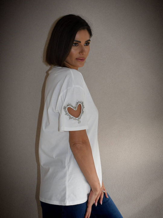 MyCesare Women's Blouse Cotton Short Sleeve White