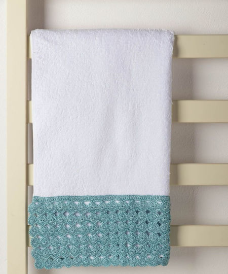 Silk Fashion Bath Towel 100x150cm White/blue