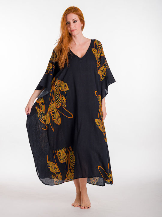 Rima Beachwear Damen Kaftan Strand Schwarz