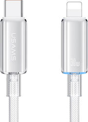 Usams Us-sj659 LED / Braided USB-C to Lightning Cable 30W Λευκό 1.2m (SJ659USB02)