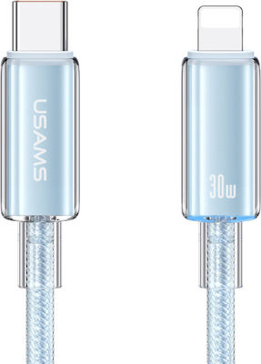 Usams Us-sj659 LED / Braided USB-C to Lightning Cable 30W Μπλε 1.2m (SJ659USB03)