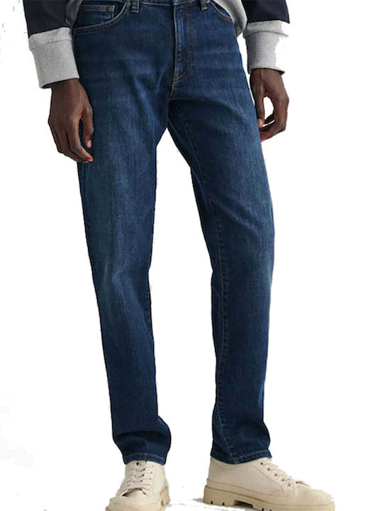 Gant Pantaloni de Bărbați din Jean în Croială Slim Albastru marin
