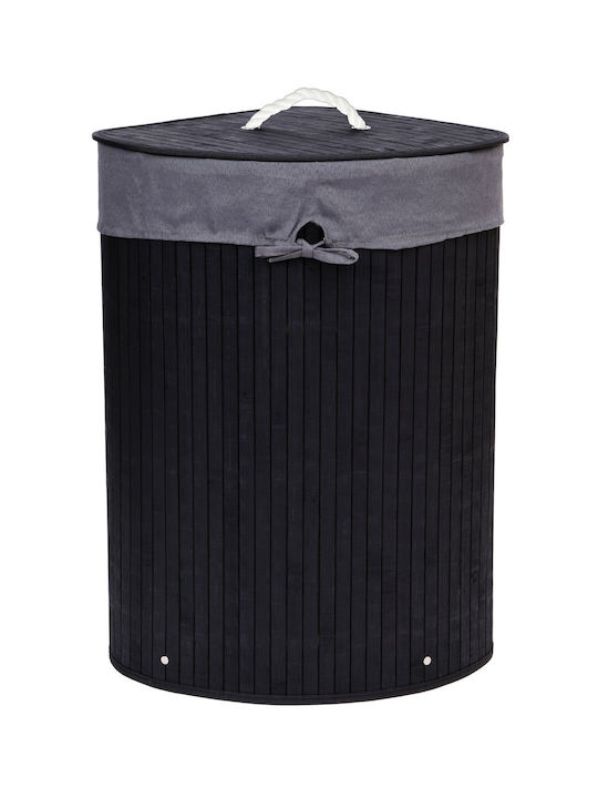 Laundry Basket Bamboo with Cap Black