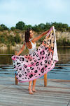 Microfiber Beach Towel 75x150cm with Animal Print Pink 100% Polyester