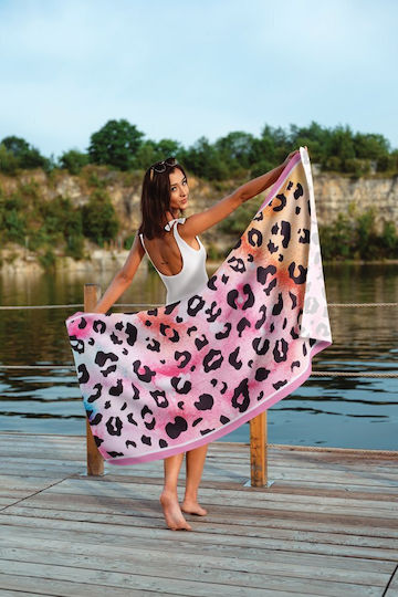 Microfiber Beach Towel 75x150cm Σx.animal Pink 100% Polyester