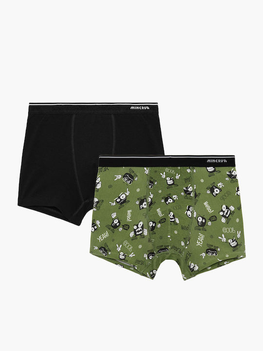 Minerva Emoticon Set of Kids' Boxers Black-hawk 2pcs