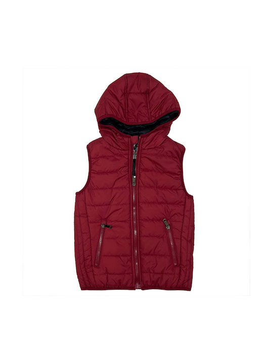 Ustyle Kids Coat Sleeveless with Hood Bordeaux