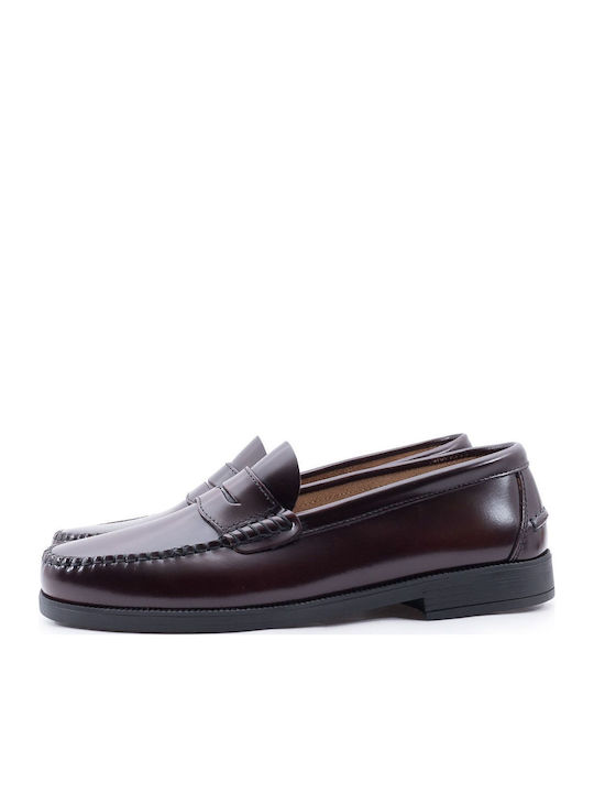 Leder Herren Mokassins in Burgundisch Farbe