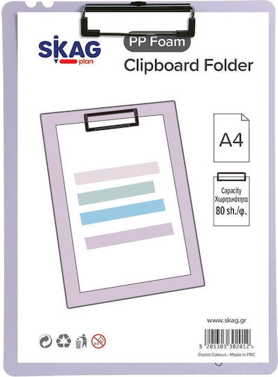 Klemmbrett Clip Board P.P. Schaum Skag 25x35cm Pastell Lila 302012