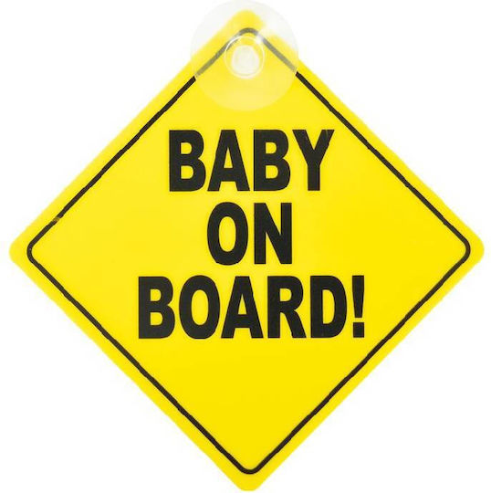 Carkids Σήμα Baby on Board με Βεντούζα Κίτρινο