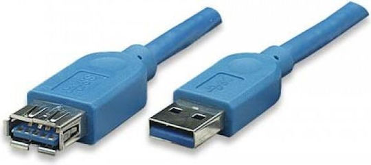 Techly USB 3.0 Кабел USB-A мъжки - USB-A женски Син 1м ICOC-U3-AA-10-EX