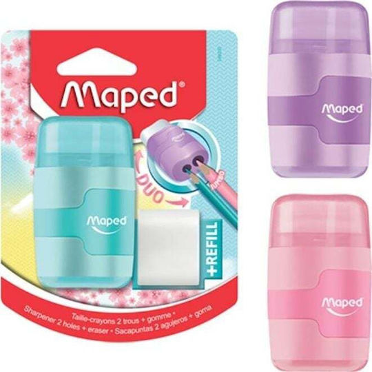 Maped Plastic Ascuțitoare Albă cu Radieră 1buc