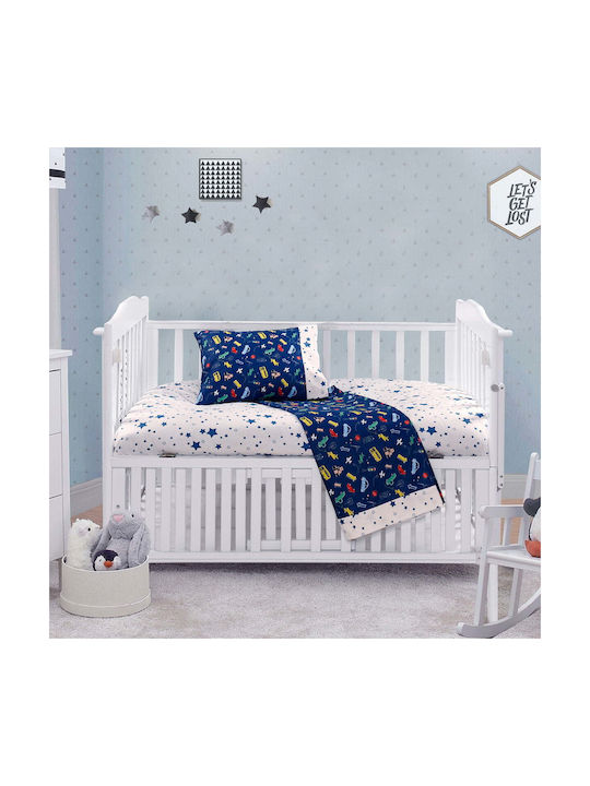 Beauty Home Комплект Бебешки Чаршафи За Количка Памучни с ластик Син 70x140бр 2бр