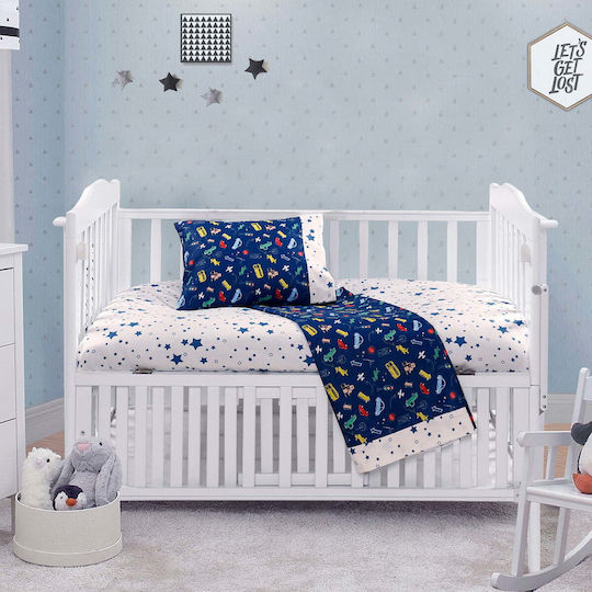 Beauty Home Baby Sheets Set Crib Cotton Satin Fitted Blue 70x140cm 2pcs