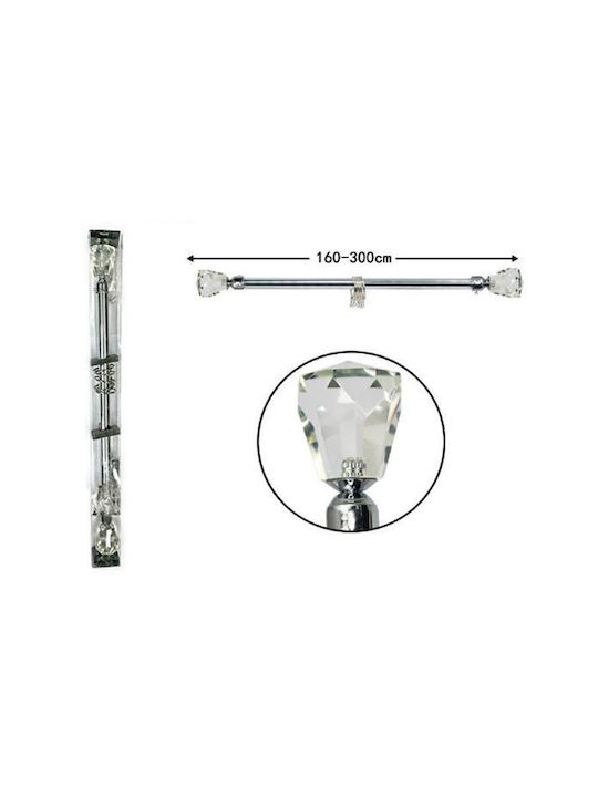 Folding Metal Curtain Pole 150cm 300cm Single Crystals Home