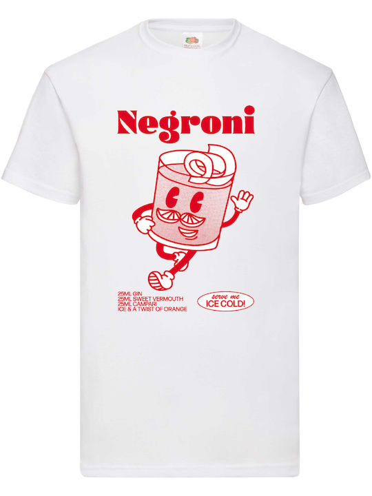 Fruit of the Loom Negroni Cocktail Μπλούζα Λευκή Βαμβακερή